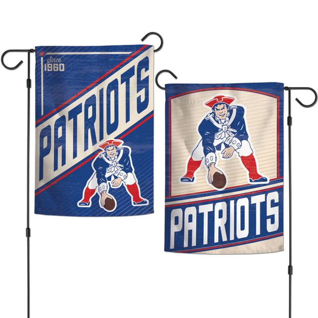 Banderas de jardín retro con logotipo clásico de New England Patriots, de 2 lados, 12,5" x 18"