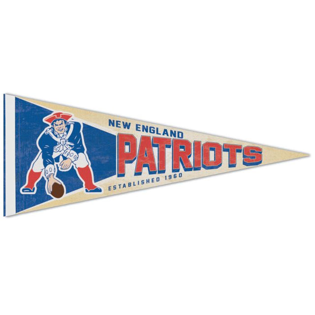 Banderín premium retro con el logotipo clásico de los New England Patriots, 12" x 30"