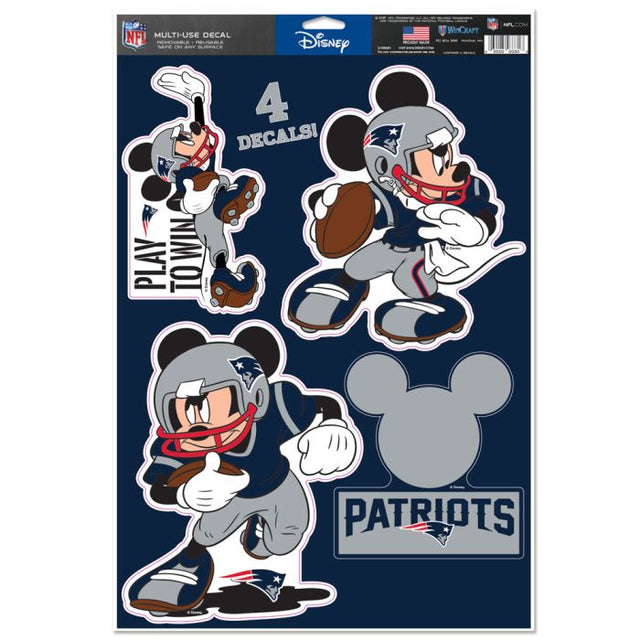 Calcomanía multiusos de New England Patriots / Disney Mickey Mouse de 11" x 17"