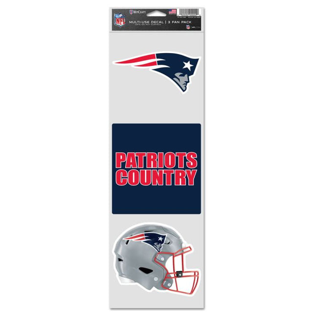 Calcomanías para fanáticos de los New England Patriots de 3,75" x 12"