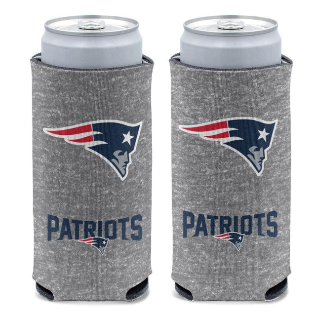 Enfriador de latas delgado de 12 oz con el logo de New England Patriots en color Heather