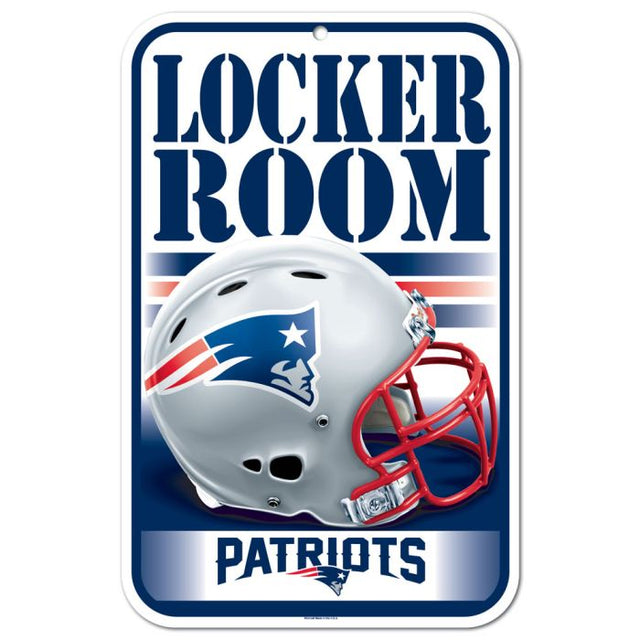 Letrero de plástico para vestuario de los New England Patriots, 11" x 17"