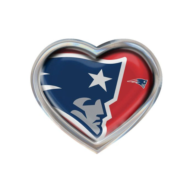 Emblema abovedado de metal cromado MEGA de los New England Patriots con forma de corazón