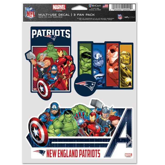New England Patriots / Marvel (C) Paquete de 3 ventiladores multiusos de Marvel 2021