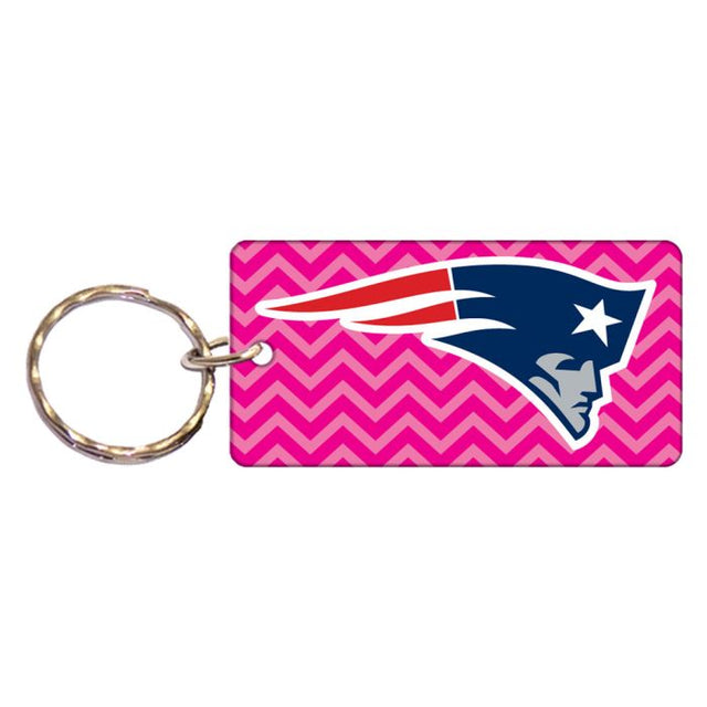 Llavero rectangular con el logo de los New England Patriots en forma de CHEVRON ROSA