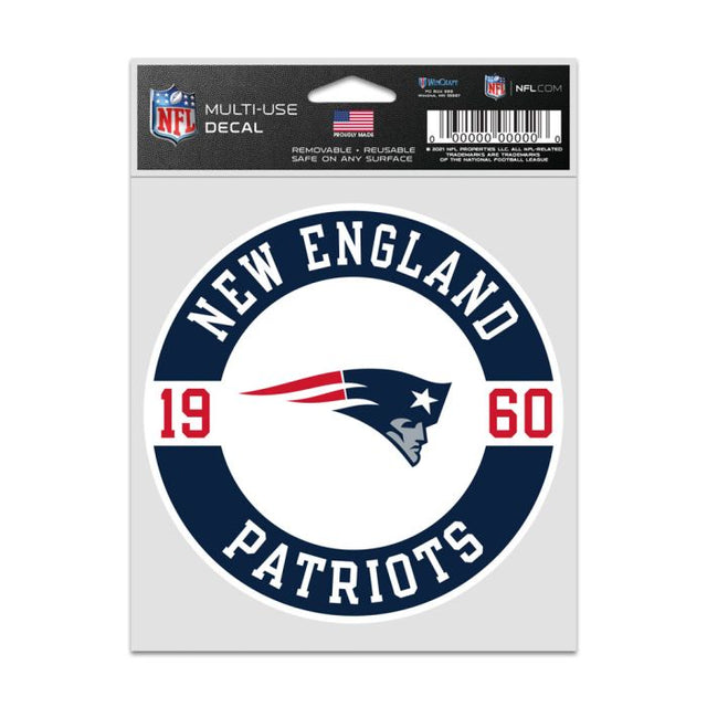 Calcomanías para fanáticos con el parche de los New England Patriots de 3,75" x 5"
