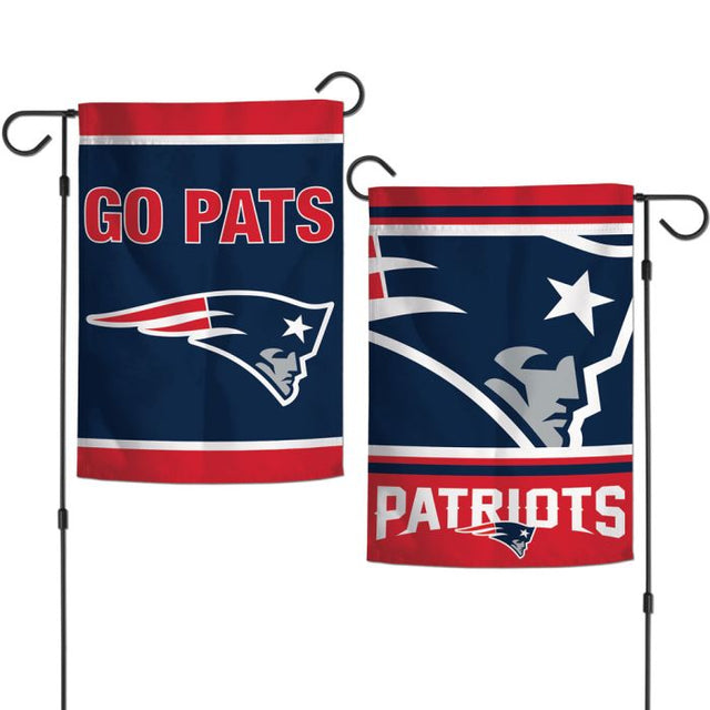 Banderas de jardín con lema de los New England Patriots, de 2 lados, 12,5" x 18"