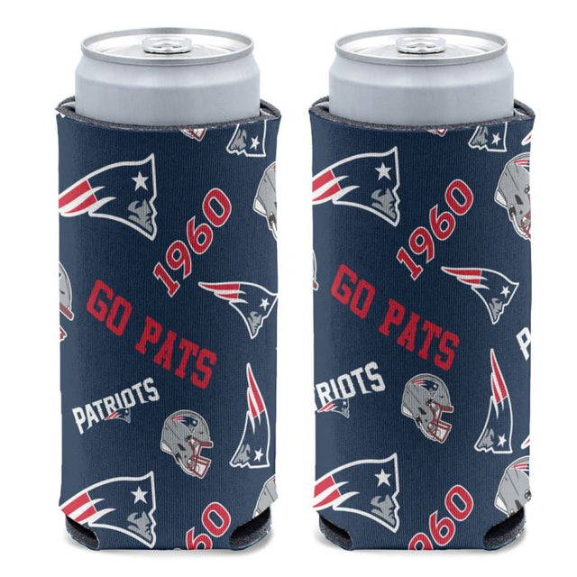 Enfriador de latas delgado de 12 oz con estampado disperso de los New England Patriots