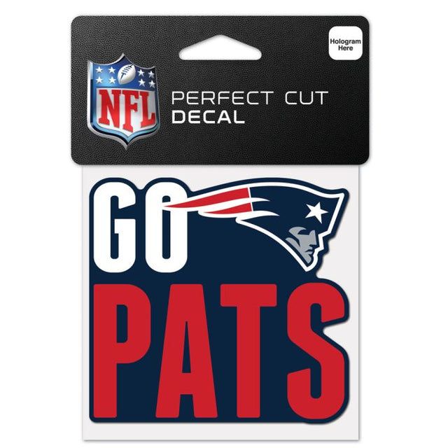 Calcomanía de color de corte perfecto con el eslogan de los New England Patriots de 4" x 4"
