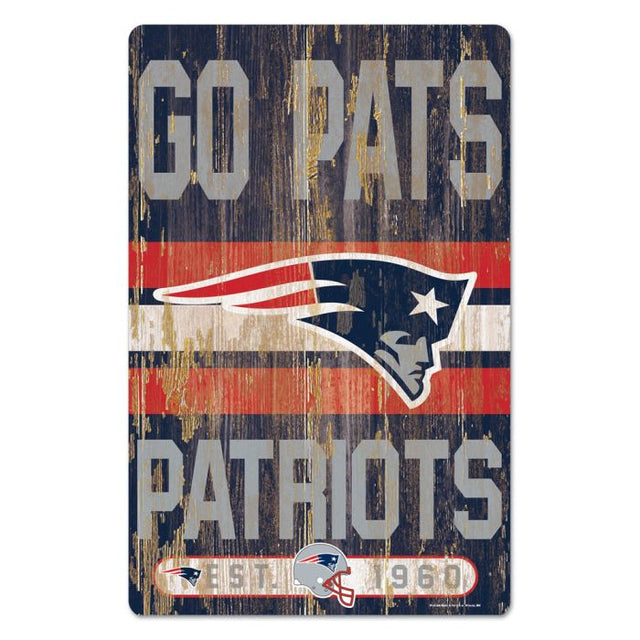Letrero de madera con el eslogan de los New England Patriots, 11" x 17", 1/4" de grosor