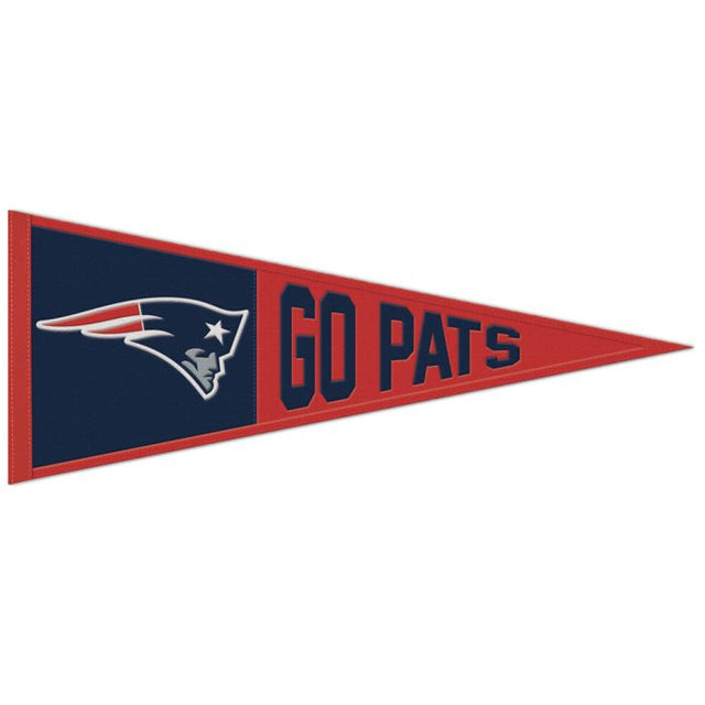 Banderín de lana con el eslogan de los New England Patriots, 13" x 32"