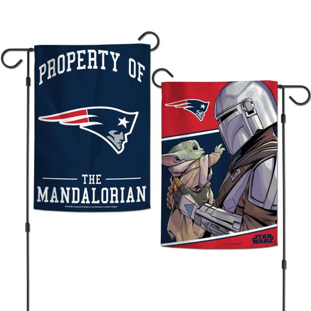 Banderas de jardín de los New England Patriots y Star Wars Mandalorian de 2 lados, 12,5" x 18"