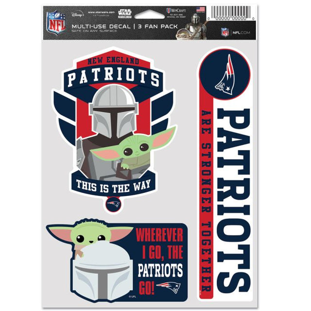 Paquete multiusos para 3 fanáticos de New England Patriots/Star Wars Mandalorian