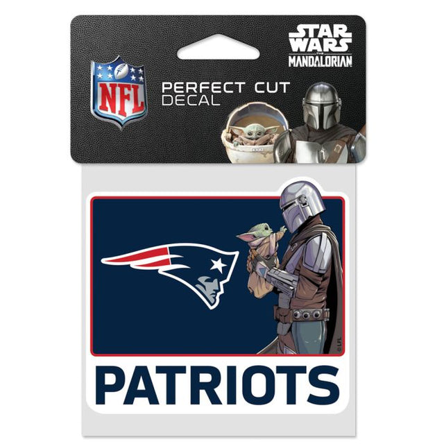 Calcomanía de color de corte perfecto de New England Patriots / Star Wars Mandalorian de 4" x 4"