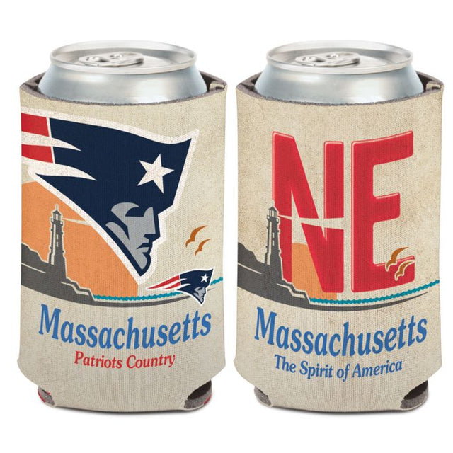 Enfriador de lata con placa estatal de New England Patriots, 12 oz.