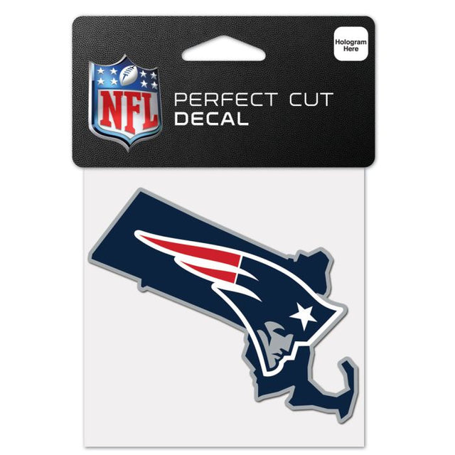 Calcomanía de color con corte perfecto en forma de estado de los New England Patriots de 4" x 4"