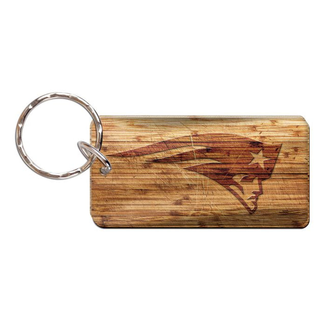 Llavero rectangular de madera de los New England Patriots