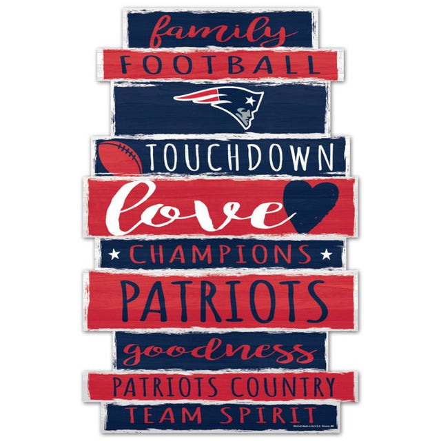 Letrero de madera de los New England Patriots, 11" x 17", 1/4" de grosor