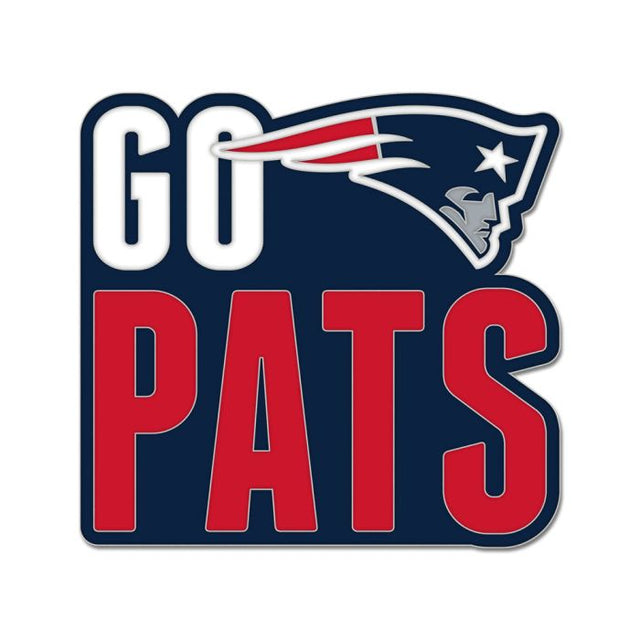 Tarjeta de joyería con pin esmaltado de colección con el lema de los New England Patriots