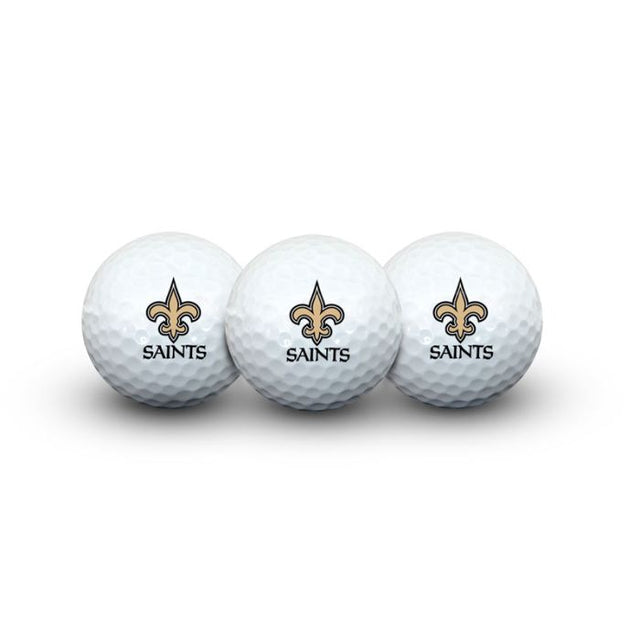 3 pelotas de golf de los New Orleans Saints en estuche tipo concha