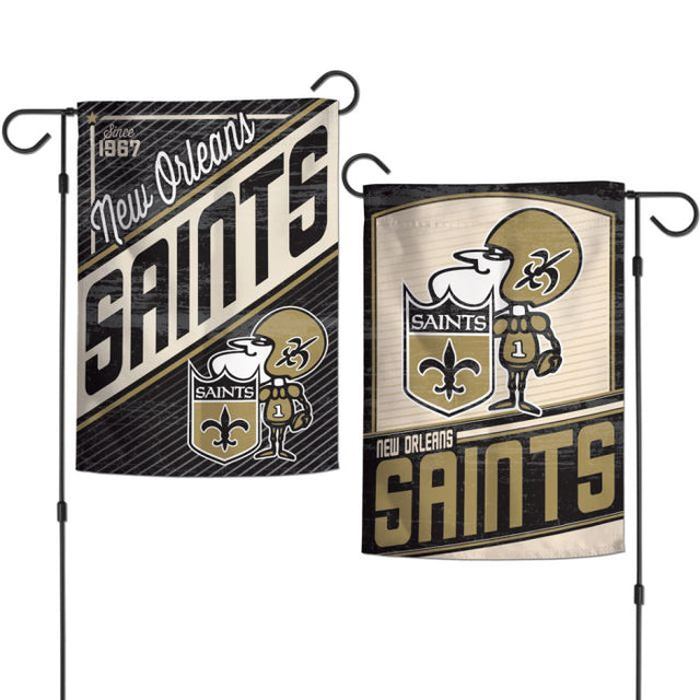 Banderas de jardín retro con el logotipo clásico de los New Orleans Saints, de 2 lados, 12,5" x 18"