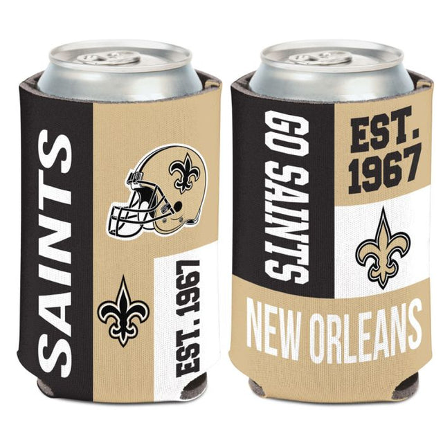 Enfriador de latas con bloques de color de los New Orleans Saints, 12 oz.