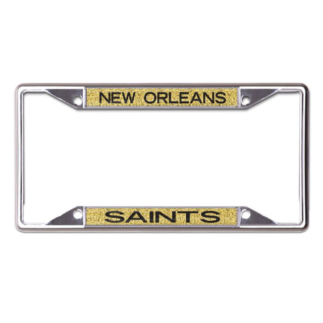 New Orleans Saints GLITTER BACKGROUND Lic Plate Frame B/O Printed