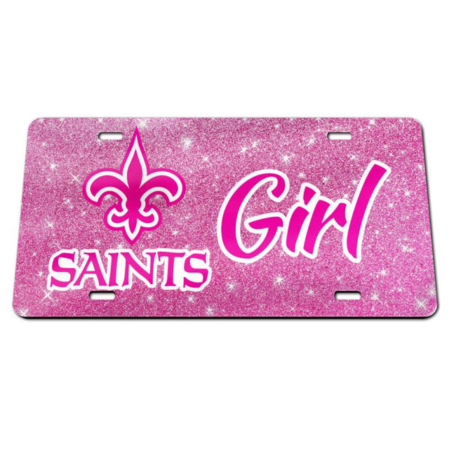 New Orleans Saints GLITTER BACKGROUND Specialty Acrylic License Plate