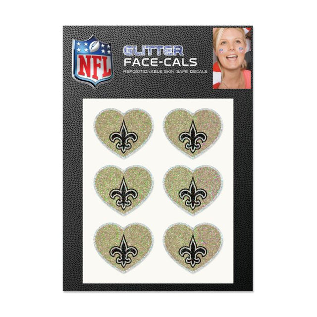 New Orleans Saints Heart Glitter Tattoo 6 Pack