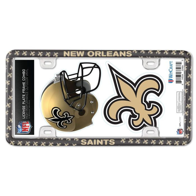 New Orleans Saints License Plate Thin Frame - Plastic w/Decal