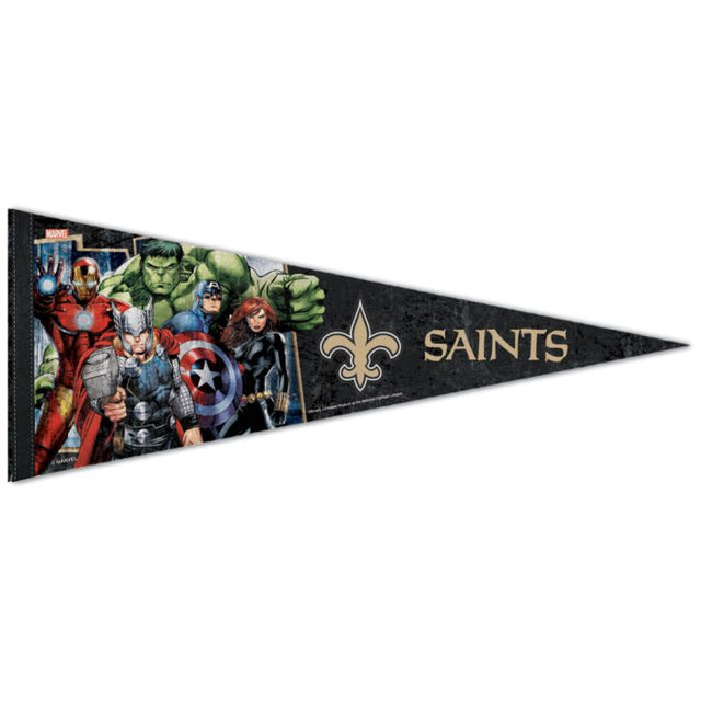 Banderín premium de Marvel de 12" x 30" de New Orleans Saints/Marvel (C) 2021