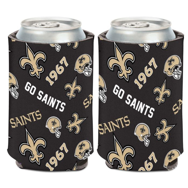 Enfriador de latas con estampado disperso de los New Orleans Saints, 12 oz.