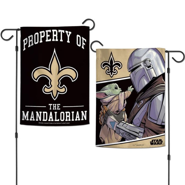 Banderas de jardín de los New Orleans Saints y Star Wars Mandalorian de 2 lados, 12,5" x 18"
