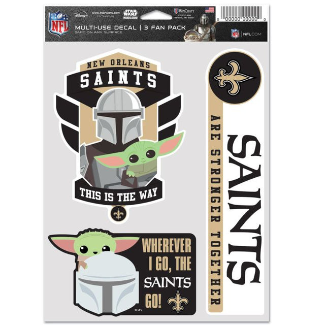 Paquete multiusos para 3 fanáticos de los New Orleans Saints y Star Wars Mandalorian