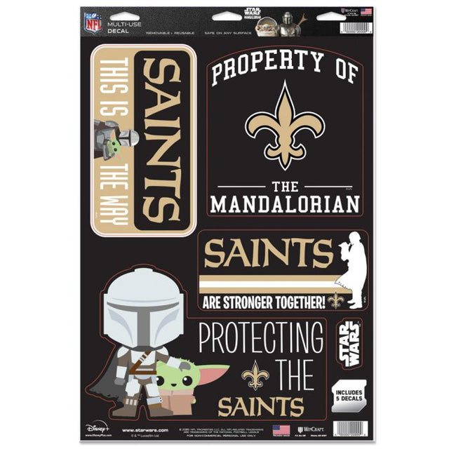 Calcomanía multiusos de los New Orleans Saints y Star Wars Mandalorian de 11" x 17"