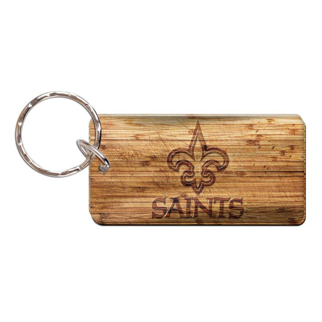 Llavero rectangular de madera de los New Orleans Saints