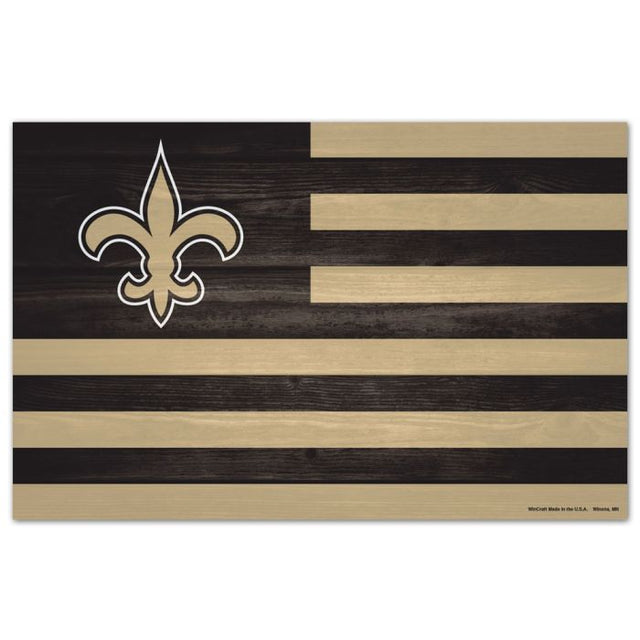 Letrero de madera de los New Orleans Saints de 11" x 17" y 1/4" de grosor