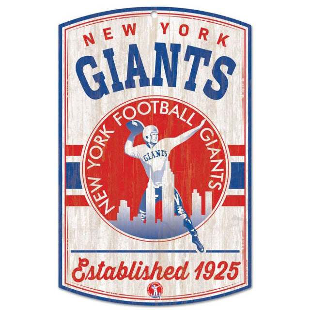 New York Giants / Classic Logo RETRO Wood Sign 11" x 17" 1/4" thick