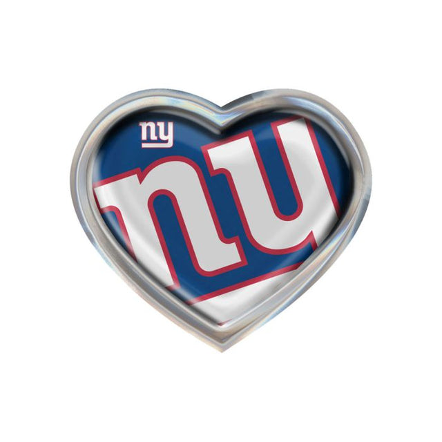 Emblema abovedado de metal cromado MEGA de los New York Giants con forma de corazón