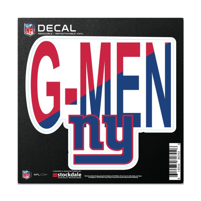 Adhesivo para superficies con el lema de los New York Giants, 6" x 6"