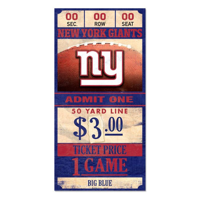 New York Giants Ticket Wood Sign 6x12 3/8" thick