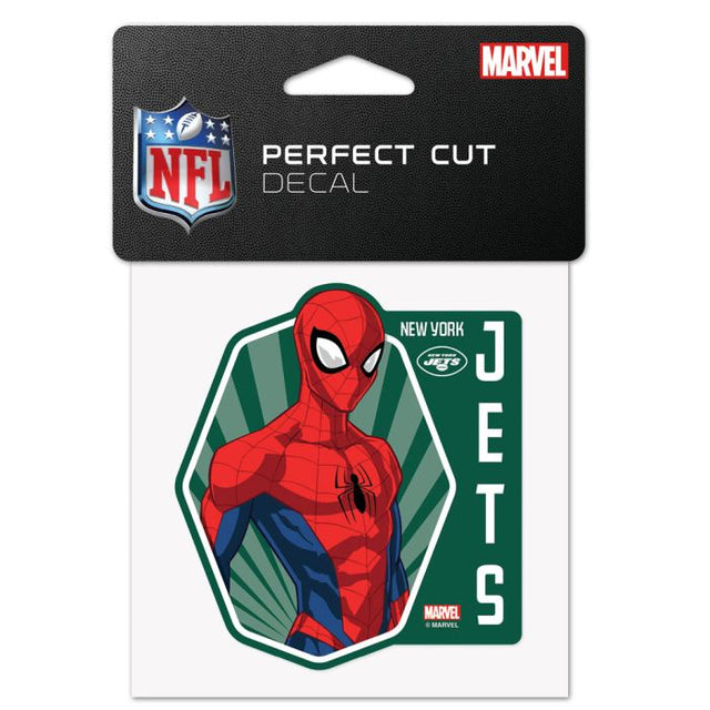 New York Jets / Marvel (C) Calcomanía de color de corte perfecto de Marvel 2021 de 4" x 4"