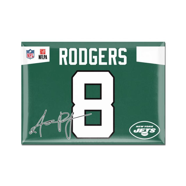 Imán de metal de los New York Jets de 2,5" x 3,5" Aaron Rodgers