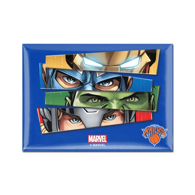 Imán de metal de 2,5" x 3,5" de Marvel (c) New York Knicks 2021