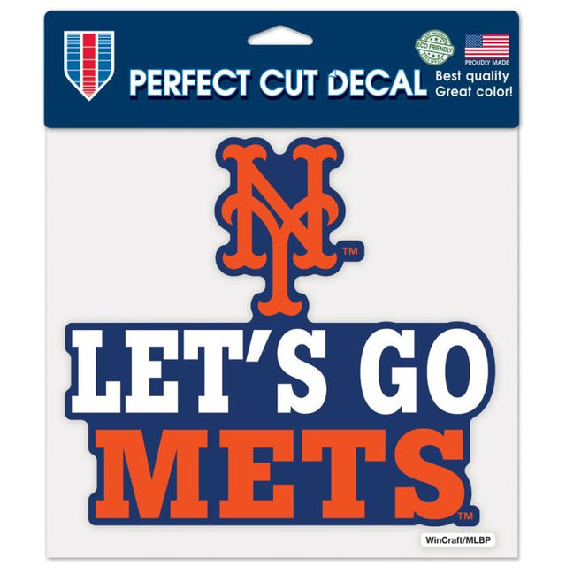 Calcomanía de color de corte perfecto con el eslogan de los Mets de Nueva York de 8" x 8"