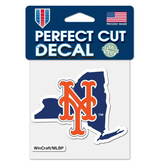 Calcomanía de color con corte perfecto de la forma del estado de los New York Mets de 4" x 4"