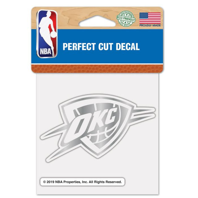 Calcomanía plateada metalizada de Oklahoma City Thunder de 4" x 4"