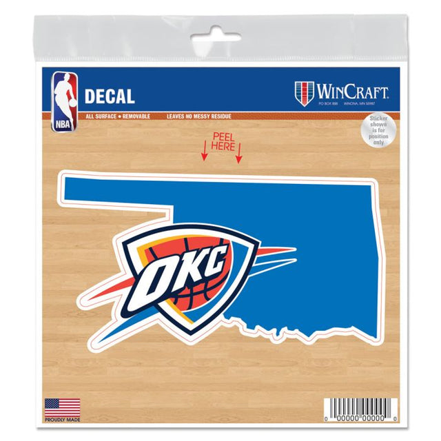 Calcomanía para superficies con la forma del estado de Oklahoma City Thunder, 6" x 6"