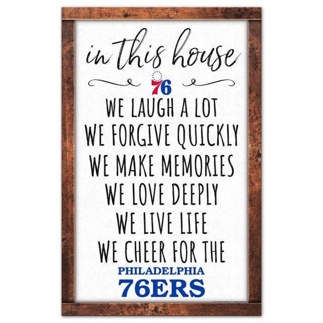 费城 76 人队包装清单木质标牌 11 英寸 x 17 英寸 1/4 英寸厚
