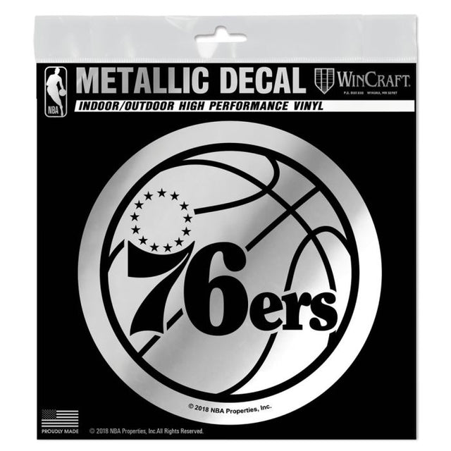 Calcomanía metálica de los Philadelphia 76ers de 6" x 6"